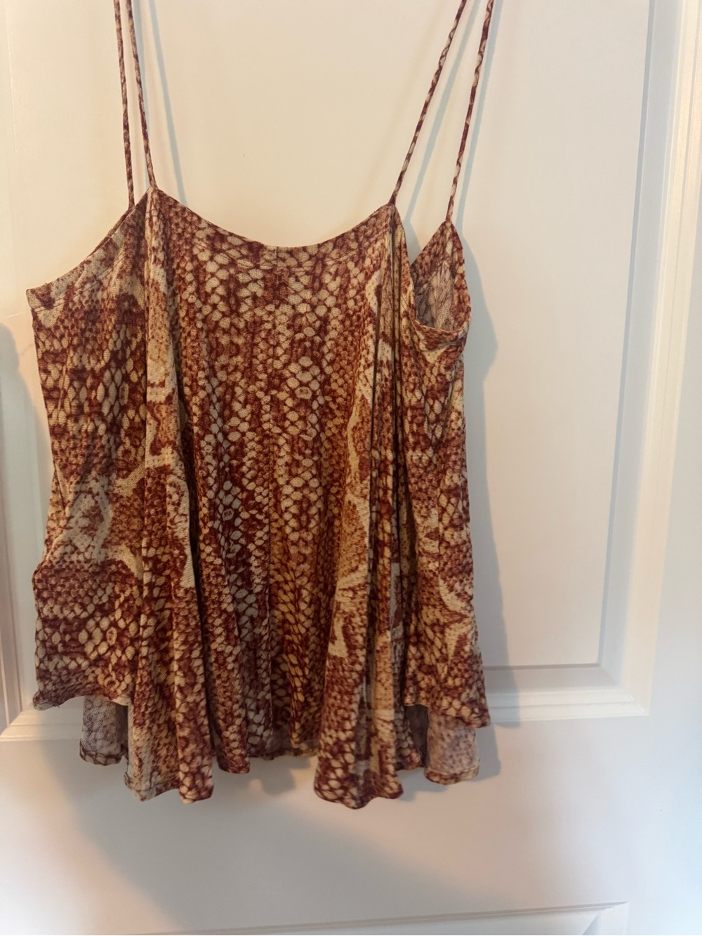 Urban outfitters Brown Animal Print Flounce Cami flowey tank Top small - Picture 4 of 4